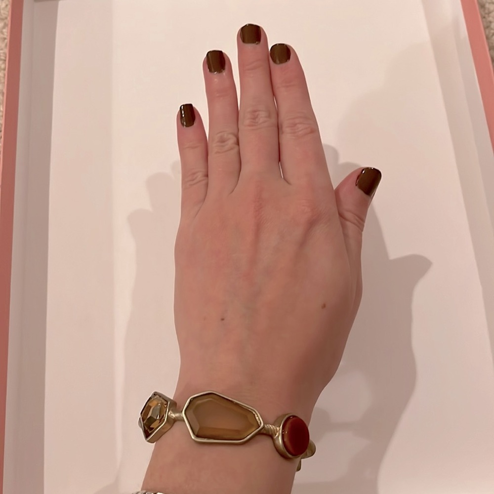 Gold bracelet with 6 stones sz M/L